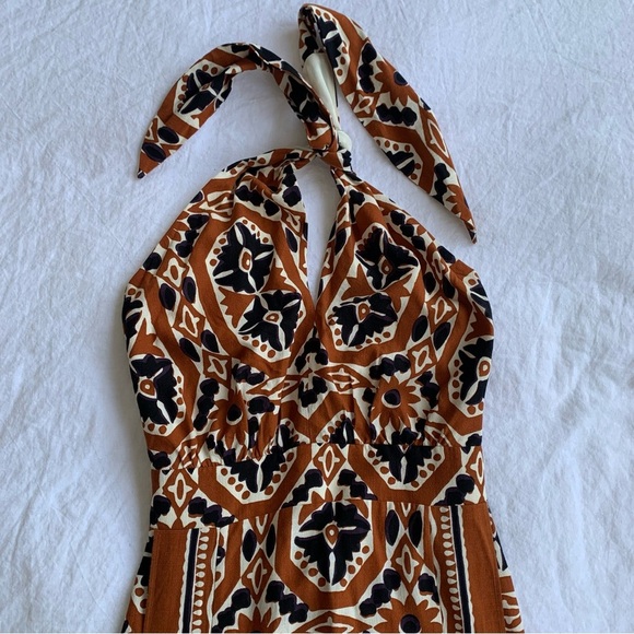 Sezane Jarred Yoana Cotton Halter Slit Print Midi Dress - Picture 5 of 15